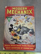 January 1937 Modern Mechanix Hobbies & Inventions Magazine Mickey Mouse Cover picture