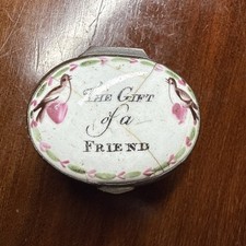 Antique Enamel Pill Box - The Gift of a Friend picture
