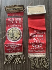 2 Antique 1909 1917 Representative Grand Lodge IOOF Of California FLT Ribbon picture