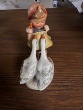 Goebel Hummel Goose Girl #47/0 TMK2 Full Bee Girl w/ Geese Germany 1950s 5” picture