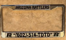 VINTAGE 90s Arizona Rattlers Cast Metal License Plate Frame Retro 602-514-TDTD picture