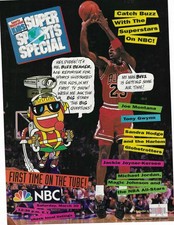 MICHAEL JORDAN  BUZZ BEAMER  SUPER SPORTS SPECIAL  NBC  ORIGINAL PRINT AD picture