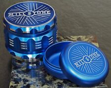 Millstone Tobacco Herb Grinder & Storage Tin Jar Metal 2.5 inch 4-Piece Blue picture