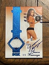 2011 Benchwarmer SOCCER SOX Auto JESSICA BURCIAGA Blue 3/5 Worn Socks Swatch picture