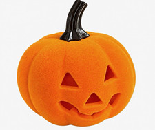 Seasonal Halloween Lighted Jack-O-Lantern Pumpkin Decor, Orange/Black Plastic picture