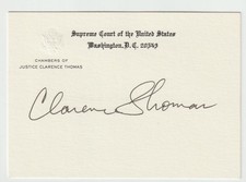 Supreme Court Justice Clarence Thomas, Signed Judges Chamber Card picture
