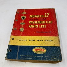 MOPAR 1953 Passenger Car Parts List - Chrysler - Plymouth Dodge DeSoto Chrysler picture