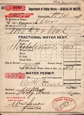 1909 City of Philadelphia Water Bill picture