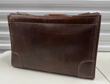 Vintage United Airlines Leather Pilot Briefcase RZB Wear 16x11x7 Brown picture