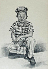 K.W. Moore Sr. Signed 1986 Original Portrait Drawing – Early Work, Western Artis picture