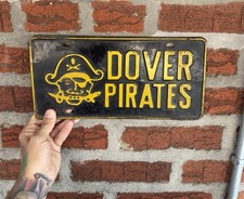Vintage License Plate—Delaware Dover Pirates—Americana Distressed Black picture