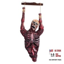 Halloween Bloody Half Body Hanging Skeleton Corpse Haunted Prop picture