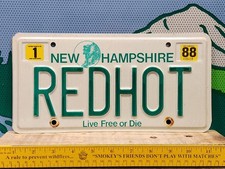 1988 New Hampshire Vanity License Plate REDHOT Red Hot Fire Firefighter Salsa picture