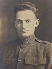 WWI US Army Soldier Portrait By Davies Uniform Collar Disks 1917-1919 Antique picture