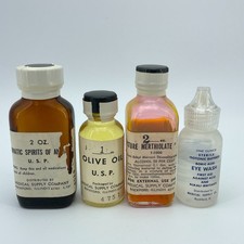 Vintage MSCO First Aid Bottles Medical Supply Glass Lot NOS USA Display Set NEW picture