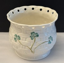 Belleek Ireland Shamrock Millennium 2000 Decorative Candle Holder Planter picture