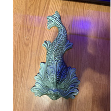 Vintage Herman J Kleiner Creek Turn Fish Wall Pocket Vase Pottery #538 Mid Centu picture