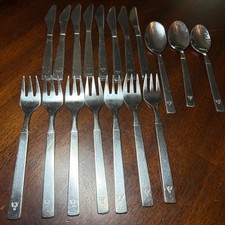 Vintage American Airlines Stainless Flatware Lot 18 Pc Sola Oneida First Class picture