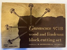 Grumbacher 971B wood and linoleum block cutting set VTG picture