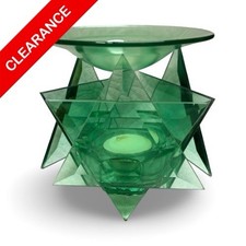 NEW Contemporary Art Deco Geometric Green Glass Oil Burner Warmer Decor picture