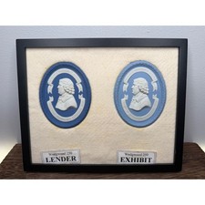 Framed Wedgwood Double 250th Anniversary Jasperware Cameo Lender Exhibit Blue picture
