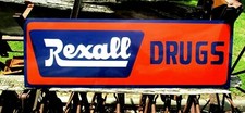 Old School Rexall Drugs SIGN Pharmacy Medicine Drugstore Hand Lettered Painted picture