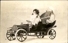 Tin Toy automobile with dolls AMATEUR GOOD MESSAGE c1900s-10s RPPC bhn picture