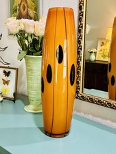 Vintage Howard Elliot Glass Vase Hand Blown Art Deco 20 In Tall picture