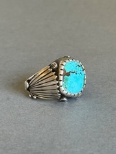 Vintage Signed Boyd Tsosie Sterling Silver with Turcuoise Ring. Sz 7 3/4 picture