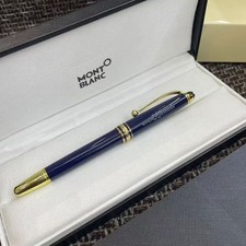New Montblanc Meisterstuck 163 Rollerball Pen Blue/Gold w/ Gift Box picture