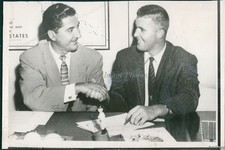 1958 Ron Fairly Al Campanis Outfielder Baseball Champion Press Vintage Photo 6x8 picture