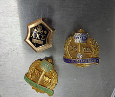 Lot of 3 Solid 10K Service Pins EJE Railroad Alpha Chi Sigma Diamond Ruby 6.4 gr picture