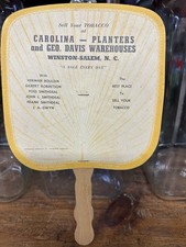 VINTAGE CAROLINA- PLANTERS & GEO DAVIS TOBACCO WAREHOUSE FAN WINSTON SALEM NC picture