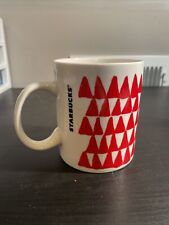 2016 Starbucks 12oz Coffee Mug White W/Red Triangle Christmas Trees picture