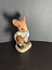 Enesco 1983 COUNTRY CALICO MICE Figurine Kid Football Player 7 picture