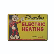 Vintage Looking Reddy Kilowatt Flameless Electric Heating Funny Tin Sign picture