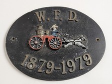 Vintage W.F.D. Fire Department 1879-1979 Centennial Plaque Wall Sign picture