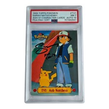 1999 Topps Pokemon Ash Ketchum TV1 Sarah Natochenny Signed PSA 7 Auto 10 picture