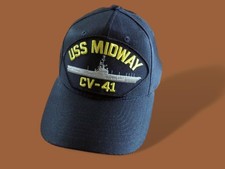 USS MIDWAY CV-41 NAVY SHIP HAT U.S MILITARY OFFICIAL BALL CAP U.S.A MADE picture