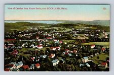 Rockland ME-Maine, Aerial Camden From Mount Battle, Antique, Vintage Postcard picture