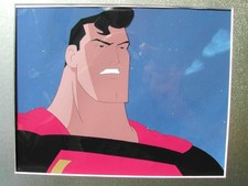 ORIGINAL SUPERMAN THE ANIMATED SERIES PRODUCTION CEL WITH DRAWING BLACK SUIT? picture