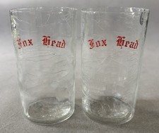 Pair of RARE VTG Fox Head, Waukesha, WI Beer Crackle Glasses 4 inch, 6 oz 1930s picture