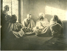Tunisia, vintage silver print, coffee break between men later 1930 picture