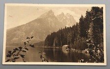 Antique 1925 Real Photo RPPC Postcard Teton National Forests Mountains Lake picture
