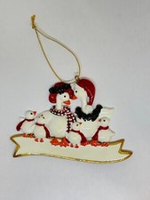Personalized Geese Family 4 Kids Grandparents Xmas Ornament Names and Message picture