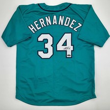 Facsimile Autographed Felix Hernandez Seattle Teal Jersey Size Men's XL picture
