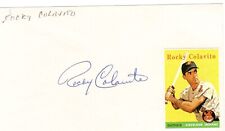 Rocky Colavito signed baseball index card (vintage) w/ mini stamp JSA Auth - O picture