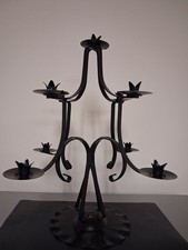Vintage Black Wrought Iron Candelabra 9 Candle Holder Rustic Gothic Farmhouse 15 picture