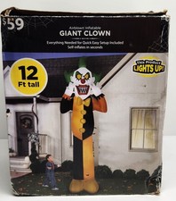 Gemmy 12ft Giant Scary Halloween Clown Airblown Inflatable Light Up RARE READ picture