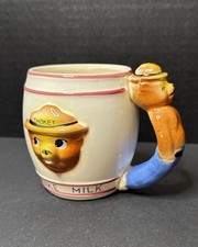 VINTAGE SMOKEY THE BEAR I LIKE MILK CHILDS MUG PREVENT FOREST FIRES *READ* picture